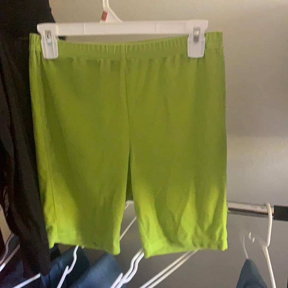 Neon suede  green biker shorts